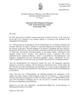 Statement by the Delegation of Hungary in response to the report by the Representative on Freedom of the Media, Ms. Dunja Mijatović