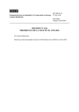 Decision No. 2/16 - OSCE Chairmanship in the Year 2018