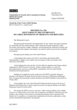 Decision No.3/16, OSCE's Role in the Governance of Large Movements of Migrants and Refugees