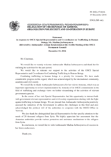 Statement by the Delegation of Armenia in response to the report by the OSCE Special Representative and Co-ordinator for Combating Trafficking in Human Beings, Ambassador Madina Jarbussynova
