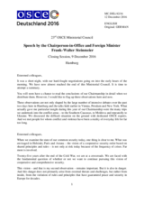 Statement by H.E. Frank-Walter Steinmeier, OSCE Chairperson-in-Office