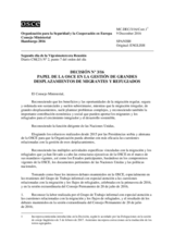 Decision No.3/16, OSCE's Role in the Governance of Large Movements of Migrants and Refugees