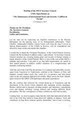 Briefing of the OSCE Secretary General at UN Security Council 