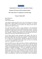 Remarks of Secretary General Lamberto Zannier at the 60th session of the UN Commission on Narcotic Drugs