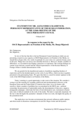 Statement by the Delegation of the Russian Federation in response to the report by the OSCE Representative on Freedom of the Media, Ms. Dunja Mijatović, and to the presentations by Ms. Hanna Herbst, Vice Austria, and Ms. Teresa Havlicek, Wienerin.at