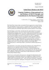 Statement by the Delegation of the United States of America on the situation in and around Ukraineon the Russia’s ongoing aggression against Ukraine and illegal occupation of Crimea