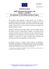 Statement by the Maltese EU Presidency on the murder of Mr. D. Popkov